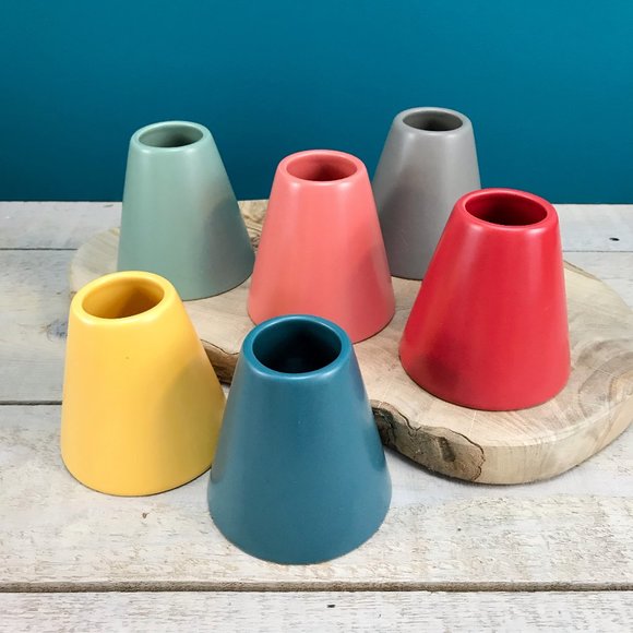 RED ENVELOPE Modern Bud Vases Set Of 6 Conical Colorful Air Plant Succulent Pots - Picture 1 of 7